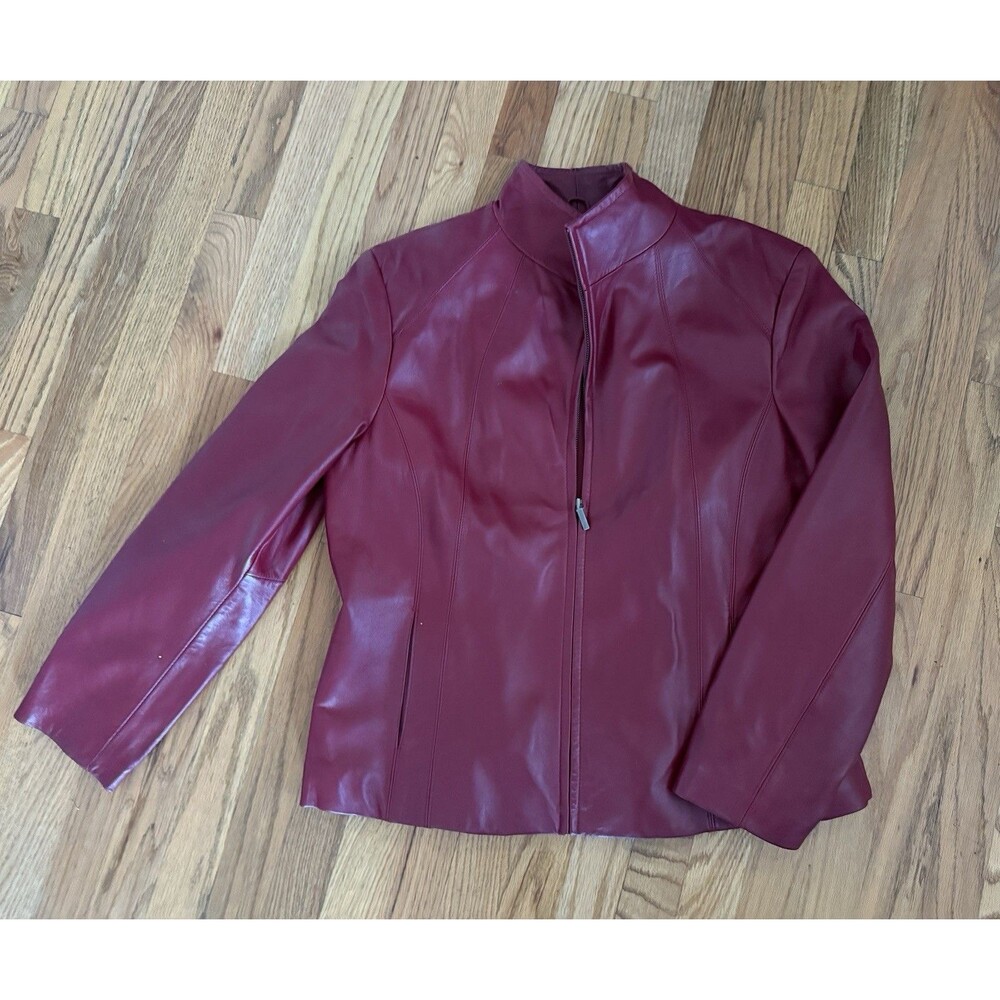 Vintage Siena Studio Deep Red Zip Up Collared‎ Leather Jacket XL Buttery Soft